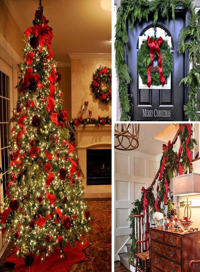 ADVcer 6 inch Christmas Red Satin Ribbon, 24 yard Long Solid Fabric Ribbon for Christmas Wedding Decoration, Grand Opening Ceremony, Gift Wrapping, Craft Car Door Bow, Chair Sash, Indoor Outdoor Party - Image 2